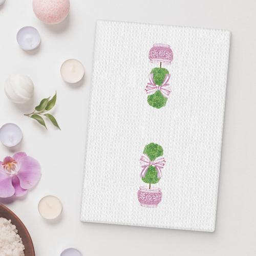 Chinoiserie Plant Kitchen Towels, Coquette Pink Bow Tree Hand Towels for Bathroom, Preppy Plant Decor Dish Towels Tea Towels, Grandmillennial Home Decor, 16x24 Inch