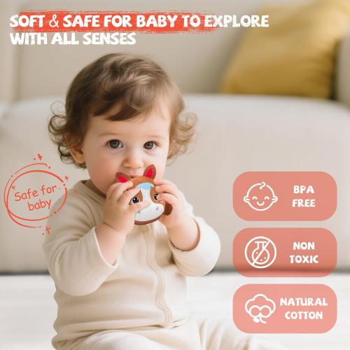 Musical Baby Toys 6-12 Months, Surprise Barn with 7 PCS Stuffed Farm Animals, 4 Mode Sound and LED Lights, Montessori Sensory Toys for 6 12 Months, Ideals 6 7 8 9 Month Old Baby Gifts Toy