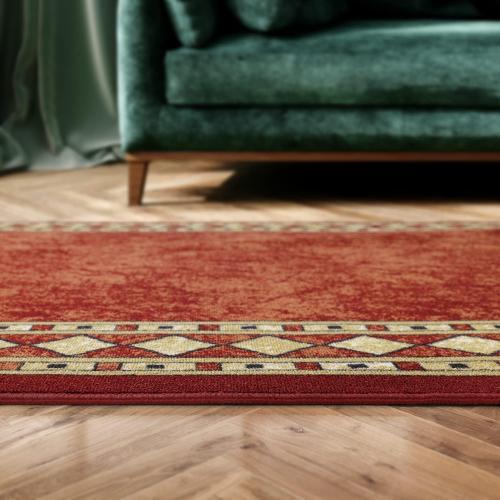 Antep Rugs Alfombras Modern Bordered 4x6 Non-Skid (Non-Slip) Low Profile Pile Rubber Backing Indoor Area Rugs (Maroon Beige, 4' x 5'8)