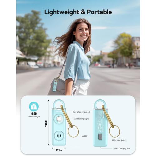 TECKNET Rechargeable Personal Safety Alarm for Women, 130dB Self Defense Keychain Alarm with SOS Strobe Light, Low Battery Notice, Personal Alarm Loud Siren Safety Keychain for Girls Kids Elderly