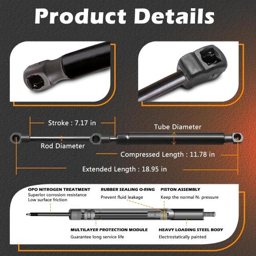 2 Pcs 18.95 in Back Glass Lift Support Compatible with Kia 06-10 Sportage Vehicle Manufactured Window Struts Replaces 871701F100 871701F110