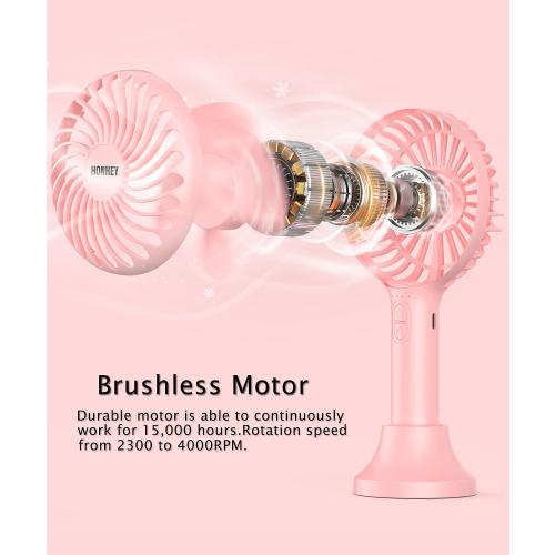 HonHey Handheld Fan, 5000 mAh Portable Fan[8-25H Working Time] with Rechargeable Battery, 4 Speed Personal Cooling Desk Fan with Power Bank, Mini Hand Held Operated Makeup Fan for Women Outdoor
