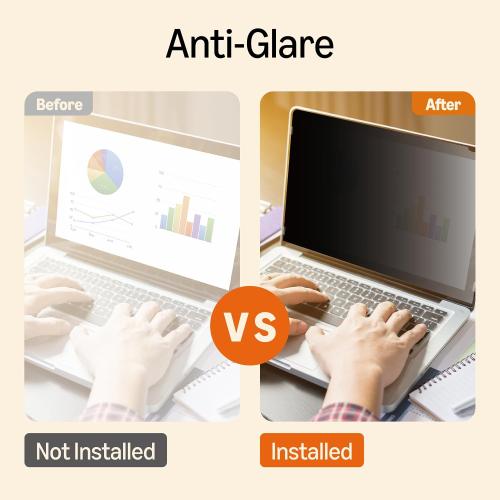 Amazon Basics Privacy Screen Filter-14 Inch 16:9 for Widescreen Laptop, Anti-Spy, High Clarity, UV Protection, Eye Protection, Anti Glare & Blue Light Filter, Anti-Scratch (14 16:9, 12.2x6.87)