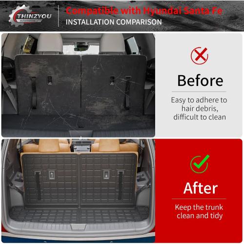 Mat for 2024 2025 2026 Hyundai Santa Fe Gas & Hybrid | Trunk Mat Cargo Mat Cargo Liner TPE All Weather Back Seat Cover Protector Santa Fe Accessories