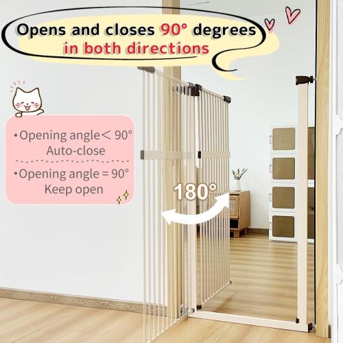 Lumizone Extra Tall Pet Gate 55.12 High Pressure Mounted 63.39-67.90 Extra Wide (9 Sizes) 1.37 Gap for Cat Dog Stairs Doorway Hallway No Drilling Auto-Close (63.39-67.90 W, Cream White)
