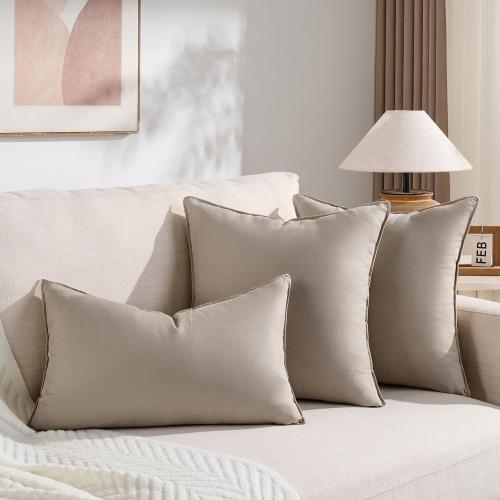 Fancy Homi 2 Packs Taupe Decorative Throw Pillow Covers 18x18 inch, Super Soft Faux Suede Decor Square Pillow Covers, Solid Cushion Cover for Couch Living Room Sofa Bedroom 45x45 cm