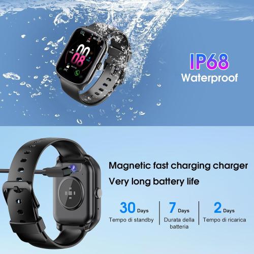 Smart Watch for Men Women, 1.95HD Smartwatch (Dial/Answer Calls), Heart Rate/Sleep Monitor Fitness Smartwatch, Curved Screen Watches, 112  Sports Modes Activity Trackers,IP68 Waterproof, Black