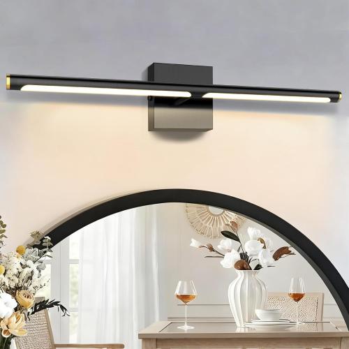 Modern Bathroom Vanity Light 40 inch, 22W Dimmable 6CCT Led Bathroom Light Fixture Over Mirror, Black Bar Vanity Light for Mirror FCC Certificated