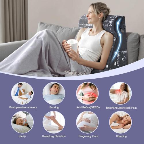 Wedge Pillow for Sleeping 10 Bed Pillow for Acid Reflux, GERD, Back and Neck Support, Soft Memory Foam Top for Post Surgery with Removable Cover (Missing PCS)