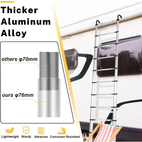 Telescopic Ladder, 16.5FT Aluminum Telescoping Ladder with Stable Hook and Non-Slip Feet, RIKADE Portable Extension Ladder for Household and Outdoor Working, 330lb Capacity