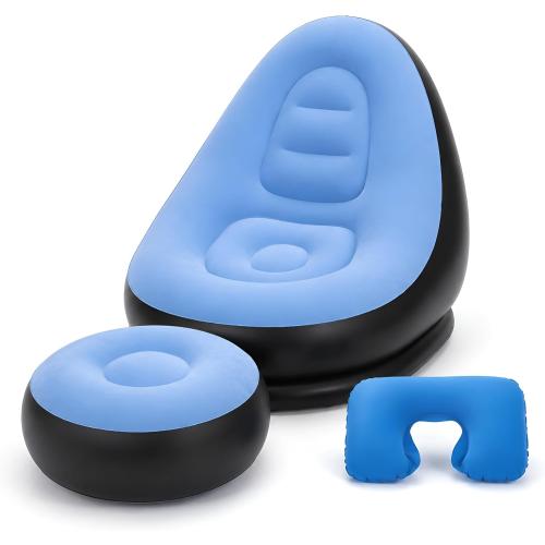 Inflatable Lounge Chair for Indoor and Outdoor Use Couch for Camping Blow up Chairs Gaming Chair Ergonomic Bean Bag Chairs for Comfort Flocked Surface inflatables Inflatable Couch Outdoor