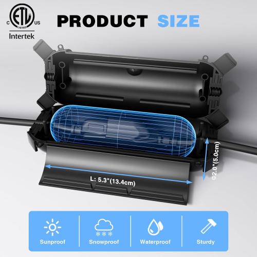 Flemoon [3 Pack] Outdoor Extension Cord Safety Cover with Waterproof Seal, Weatherproof Electrical Connection Box to Protect Outdoor Outlet, Plug, Socket, Christmas Holiday Decoration Light, Black