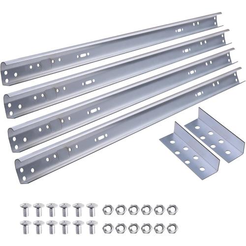 Heavy Duty 1 Pair Garage Door Vertical Track Kit with Connecting Plates and Screws, 7ft Galvanized Steel, 76 Length, Fits 2 Rollers, 4x38