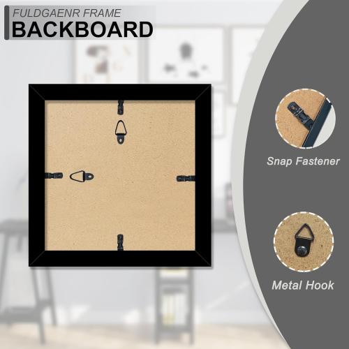 FULDGAENR 4x4 Picture Frame Set of 4, Black Frames for 4 x 4 Inch Photo Poster Certificate, High Transparency Wall/Tabletop Frame with Horizontal Vertical Display (4 Pack | Black | 4x4)