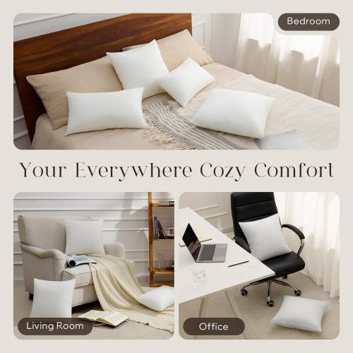 Phantoscope Pillow Inserts, 100% Virgin Fiber Hypoallergenic Polyester Throw Pillow Inserts, Square Pillows for Couch, Sofa, Bed, 20x20 Inch (Pack of 2)
