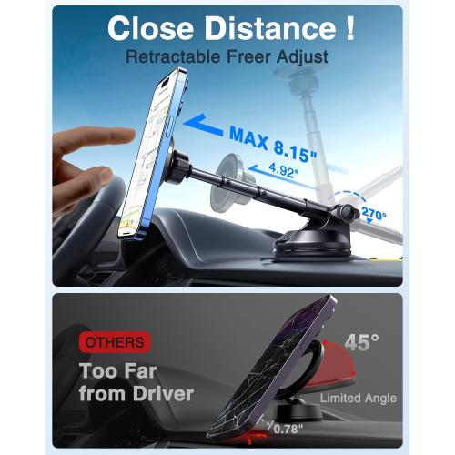 【2025 Military-Grade】VANMASS for MagSafe Car Mount【Upgraded Strongest Magnetic&Suction】Phone Holder Cell Stand for Dashboard Windshield Vent,Tesla Truck Cradle for iPhone 17 Pro Max 16 15 14 13 12 Air