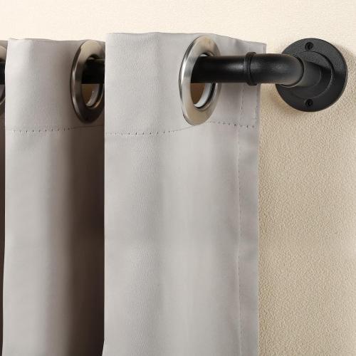Rustic Curtain Rod, Industrial Curtain Rods for Windows 48 to 84 Inches, Blackout Wrap Around Curtain Rod, for Indoor and Outdoor, Simple Modern Design, 48 to 86 Inches, Black