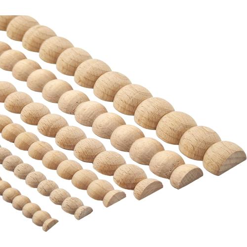 Beaded Wood Trim Molding, 15 Pack Unfinished Half-Round Decorative Wood Trim, 15.75 Easy-to-Paint DIY Wooden Molding for Wall, Furniture, Cabinet, Door & Craft Decoration (9mm)