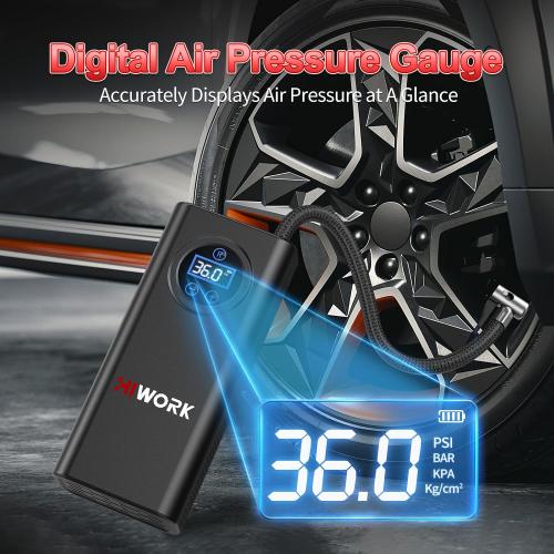 Air Compressor, Tire Inflator Portable Air Pump 150 PSI for Car Tires Bikes Balls Balloons and Other Inflatables with Digital Gauge Cordless Electric Inflator Rechargeable 4000 mAh Battery