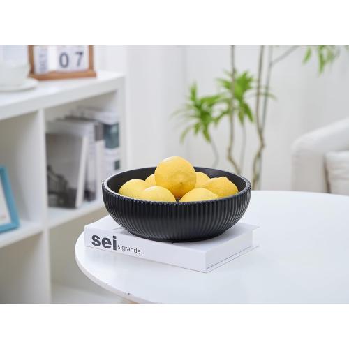 Aotea Crafts - Concrete Black Fruit Bowl for Kitchen Counter - Decorative Modern Industrial, Minimalist Fruit & Centerpiece Bowl - Sealed & Durable - Handcrafted -10 inch