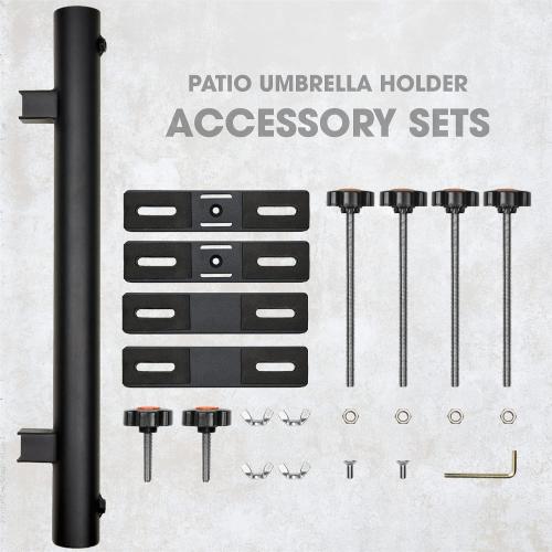 Patio Umbrella Holder, Heavy Duty Deck Umbrella Mount, Umbrella Holder for Deck Railing, Deck Mount Umbrella Holder, Umbrella Deck Mount, Deck Umbrella Holder, Umbrella Clamp for Deck (Black - Set 1)