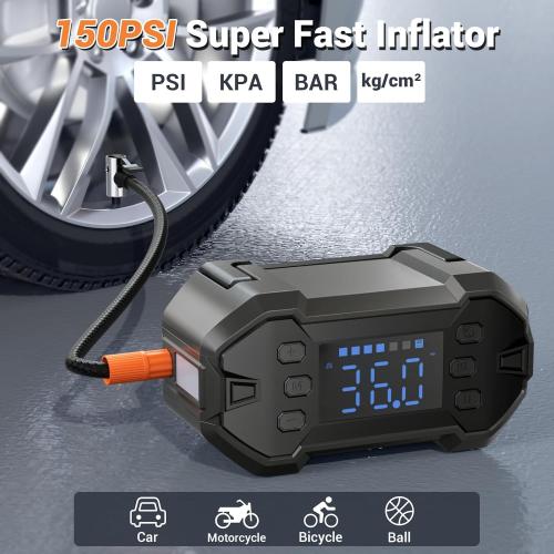 Jump Starter with Air Compressor, 150PSI 3000A Car Jumper Starter Battery Starter (8.0L Gas/8.0L Diesel) with Digital Tire Inflator, 12V Portable Battery Booster Jump Box Pack Air Pump