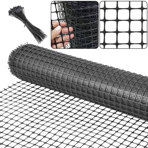 Plastic Garden Fence Animal Barrier,3.28 x 66 FT Heavy Duty Hard Plastic Mesh Fencing,Reusable Safety Temporary Fence Roll with Zip Ties,Snow Fence for Pool Deer Rabbit Chicken Dog Poultry-Black