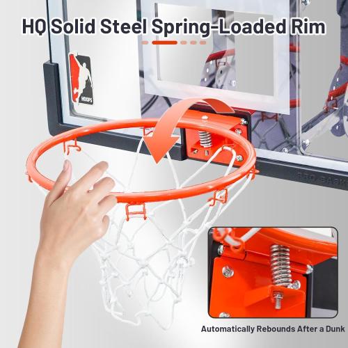 Efficraft Mini Basketball Hoop Indoor 25 Inch, Adjustable-Height Wall Mounted Hoop, Silent Basketball Backboard&Rim, Indoor Wall Basketball Hoop Shatter-Proof, Mini Hoop 2 Ball