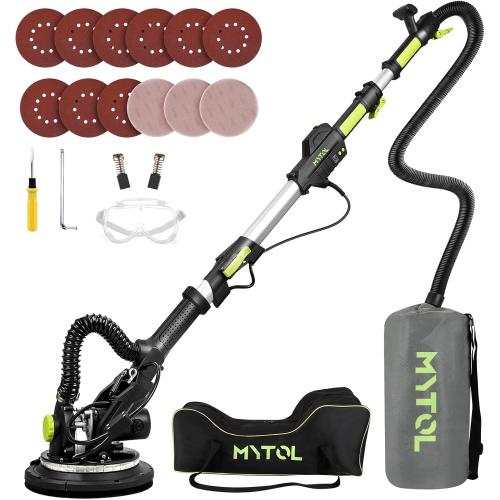 Drywall Sander, 7.2A Electric Drywall Sander with Vacuum Dust Collection, LED Light, 6 Variable Speed Digital Display 900-1800RPM, Foldable & Extendable Handle, 9 Sanding Discs&3 Grid Sandpaper