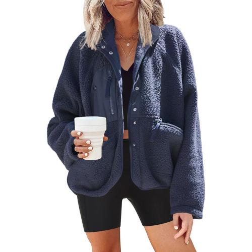 Nirovien Womens Fuzzy Fleece Jacket Button Down Sherpa Coats Casual Winter Warm Outwear with Pockets