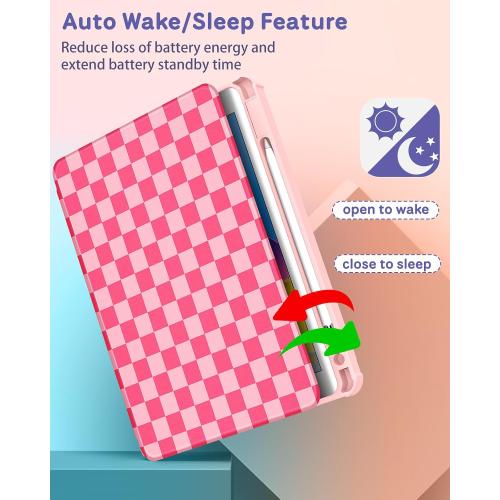 for iPad A16 Case - for iPad 10th Generation Case 10.9 Inch Women Girls Cute Girly Teens Kids Pretty Checkered Unique Aesthetic Rotating Stand Folio Tablet Cover for Apple 10/11 2025