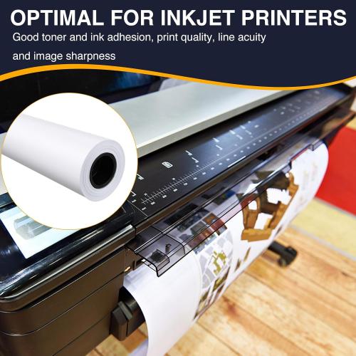 VOISEN Wide Format Paper,6 Rolls Plotter Paper 24 In x 150 Ft, CAD Bond Rolls,20lb,Bond Paper on 2 Core for CAD Printing on Wide Format Ink Jet Printers