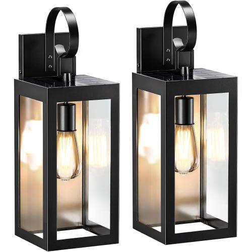 18 Solar Wall Light Outdoor, Dusk to Dawn Solar Porch Light, 2Pack