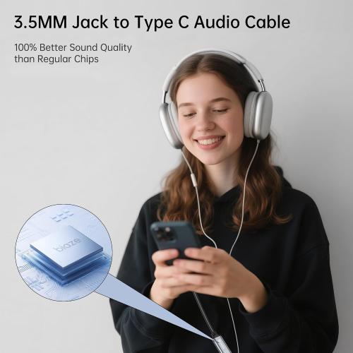 USB C Female to 3.5mm Male Audio Cable Cord Analog Cable