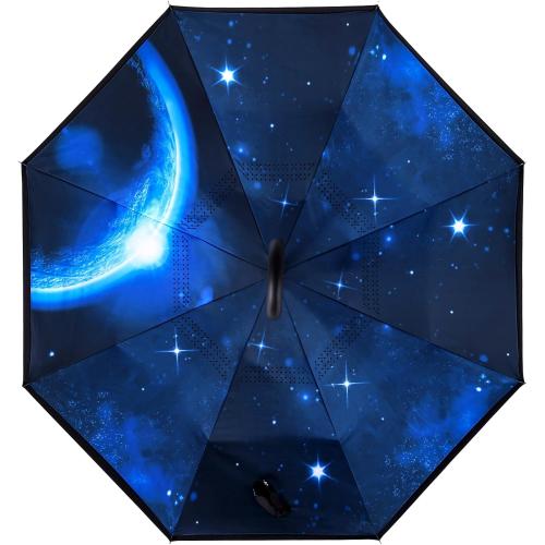 Inverted Umbrella, Windproof Reverse Umbrellas for Rain with Reversible Inside-Out Design Large Upside Down Umbrella for Women & Men with C-shaped Handle (Universe)