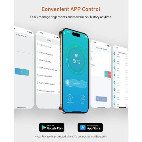 BILLCONCH Smart Gun Safe with Security Cable - Biometric Pistol Safe for Handgun 4 Ways Quick Access with Fingerprint/Keypad/Key/APP Lock, for Nightstand Bedside Home Car with LCD and Voice Guide