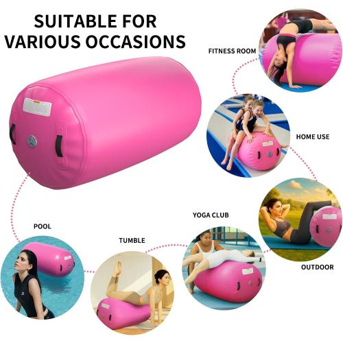 Gymnastics Mat,Air Roller Gymnastics Barrel,Gymnastics Tumble Track Air Track Tumbling Mat for Home Training/ Cheerleading/Gym/Training/Yoga/Beach/Water/Park Outdoor Use with Electric Air Pump MAY HAVE MISSING ACCESSORIES