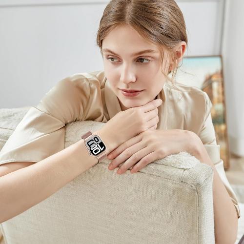 Waterproof Stainless Steel Milanese Band with Case Compatible for Apple Watch 38mm 40mm 41mm 42mm 44mm 45mm 46mm 49mm Women/Men,Magnetic Strap for iWatch Series 11 10 9 8 7 6 5 4 3 2 1 SE SE3 Ultra2/3