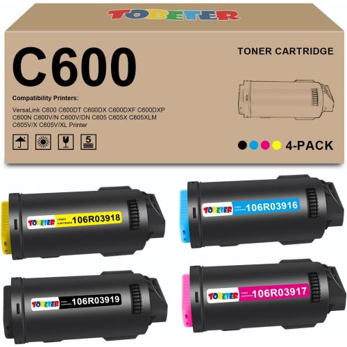 ToBeter Compatible C600 C605 Toner 16.9K Yield Replacement for Xerox 106R03919 106R03918 106R03917 106R03916 Toner Cartridge for VersaLink C600 C605 Printers ( 4 Pack, BMCY )