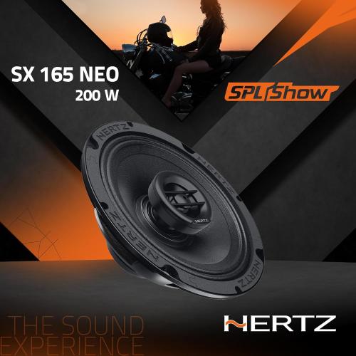 Black Pair of HERTZ SPL Show Series SX-165-NEO 6.5 Two-Way SPL Coaxial Speakers with Neo Magnets and UV/Waterproofing