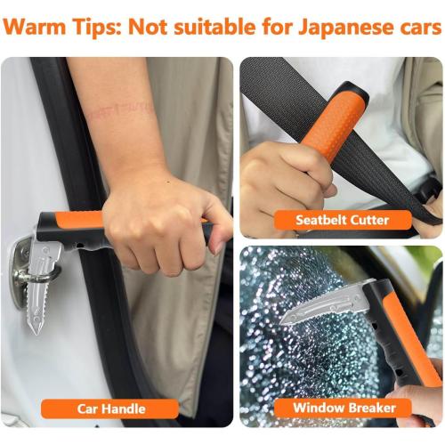 Kaiedos Car Door Handle for Elderly, 3-in-1 Car Handle Assist for Seniors, Portable Auto Cane Vehicle Support Handle, 500 lbs Capacity, Non-Slip Door Assist Bar (Orange, 2-Pack)
