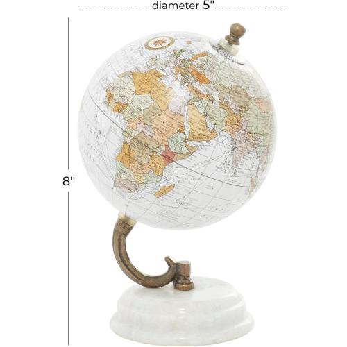 Deco 79 Marble Globe with White Marble Base, 5' x 5' x 8', White