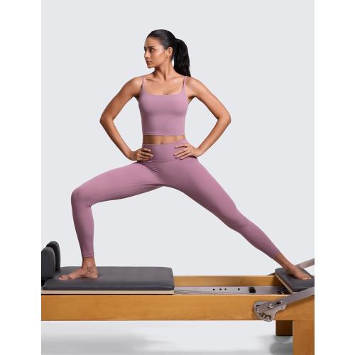 CRZ YOGA Butterlift Adjustable U Back Crop Tank Tops for Women - Padded Camisole Scoop Neck Workout Longline Sports Bras