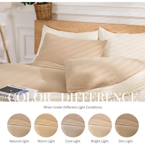 100% Sandwashed Cotton Duvet Cover Queen Size, Soft Queen Duvet Cover Set 3 Pieces with Zipper Clousre & Corner Buttons (Linen, Queen 90 x 90)