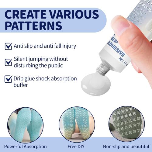 Anti Slip Sock Glue, 3.4 Oz Fabric Paint for Non-Slip Socks, Transparent Washable Non-Slip Adhesive, Suitable for Socks, Floor Mats, Blankets, Hangers, Etc