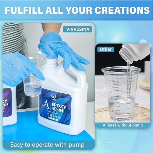 Epoxy Resin 1 Gallon Kit with Pump High Glossy Food Safe Crystal Clear Bubble Free No Yellowing Easy Mix 1:1 for Craft DIY Jewelry Art Casting - missing some accessories