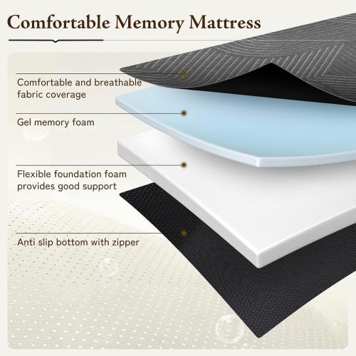 Tri Folding Mattress Twin Size - Memory Foam Tri-fold Mattress, Handle & Non-Slip Bottom, Portable Foldable Sofa Bed Floor Chair for Travel RV Camping Guest Yoga - 6 Inch, 75x38x6