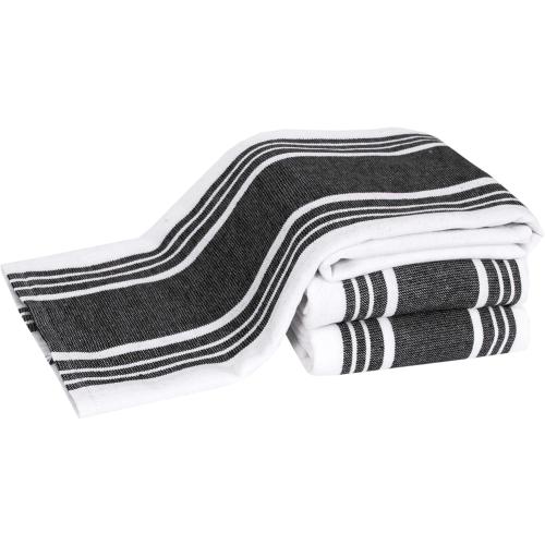 All-Clad Dual-Purpose Kitchen Towels: Highly Absorbent - 100% Cotton, 17x30 Dish Towels for Cleaning & Drying Dishes & Glassware, 2Pack, Black