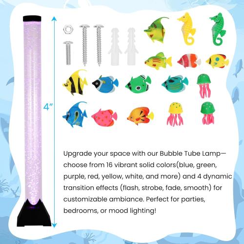 4FT Sensory LED Bubble Tube Lamp with Color-Changing Lights – Soothing Water Bubble Effects for Kids with Autism & ADHD, Stress Relief for Adults, (One Set, Not Five Sets)