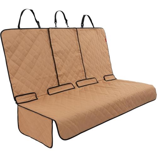 Lusso Gear Dog Car Seat Cover - Waterproof, Non-Slip Back Seat Protector - Tan Pet Liner for SUV & Truck - Backseat Cover for Dogs